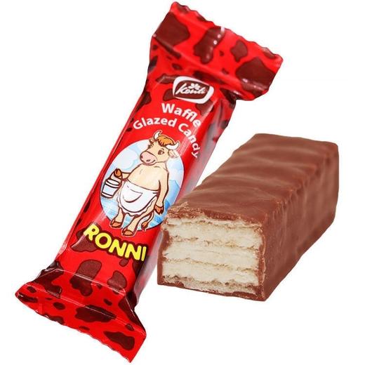 【中欧班列精选】俄罗斯威化糖果 原装进口 KONTI红罗尼巧克力味威化糖果500g/袋 商品图4