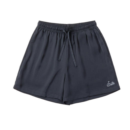 马登女装 美式休闲运动刺绣短裤百搭显瘦丝感高腰运动五分裤夏季 商品图6