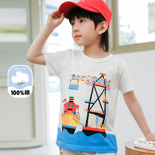 贝贝怡男宝宝卡通短袖T恤儿童圆领纯棉上衣男童休闲打底衫潮 商品图0