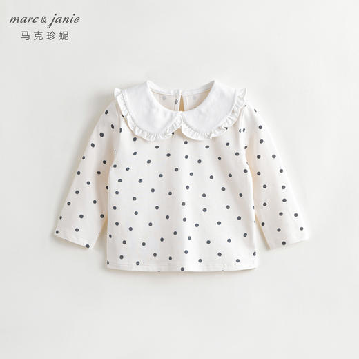 马克珍妮秋装新款 女童花边娃娃领条纹长袖T恤 儿童打底衫231523 商品图4