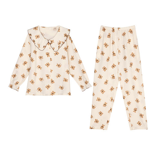 都市丽人好睡好眠女士睡衣软绵绵1.0梭织棉薄款长袖长裤类家居服套装LH31F4 商品图4