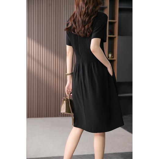 YX【定制17天】设计感小众风琴褶短袖连衣裙女2024夏季新款小个子显瘦中长裙 商品图4