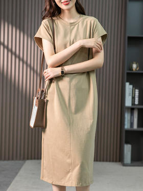 85674原形气质刺绣连衣裙女中长款2024春夏季新款宽松直筒裙过膝裙子