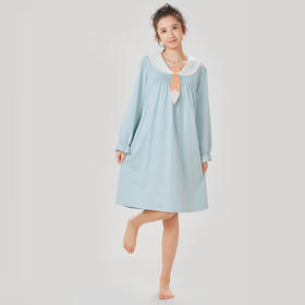 都市丽人单面无尘棉女士棉质睡裙薄款长袖裙LH36G2