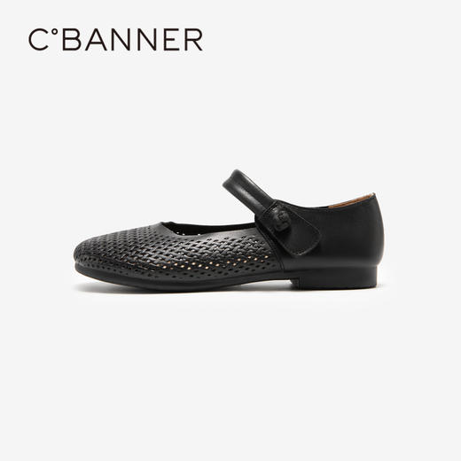 千百度镂空玛丽珍鞋秋季透气凉鞋平底鞋羊皮单鞋女软底A23400988 商品图2