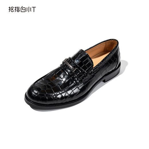 拇指白小T鳄鱼格纹一脚蹬皮鞋 商品图2