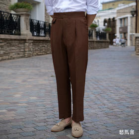 Vitale Barberis Canonico Supersonic 棕色强捻抗皱初剪羊毛意式工艺裤装