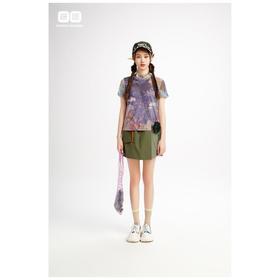 南二楼渔女装2023年夏季网纱印花针织上衣FGHB2031