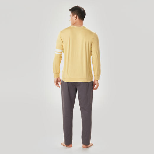 都市丽人都市锋尚舒适外出男士睡衣单面无尘棉棉质薄款长袖长裤类家居服套装FH32H9 商品图3