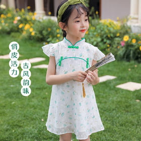 贝贝怡童装女童连衣裙夏天儿童公主裙古风裙子中国风新款夏装