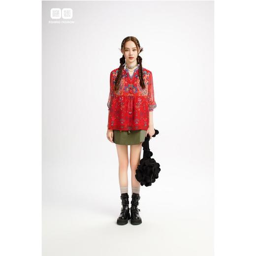 南二楼渔女装2023年夏季中袖印花上衣FGHB2270 商品图0