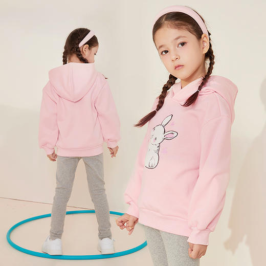 贝贝怡童装秋冬儿童连帽卫衣女童加厚亲肤绒上衣223S3080 商品图2