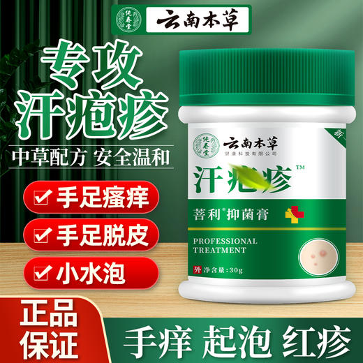 【品牌方直销】纯春堂云南本草汗孢疹膏新一代汗包膏珍汗泡疱疹膏手上小水泡汗状疱疹专用软膏 商品图0