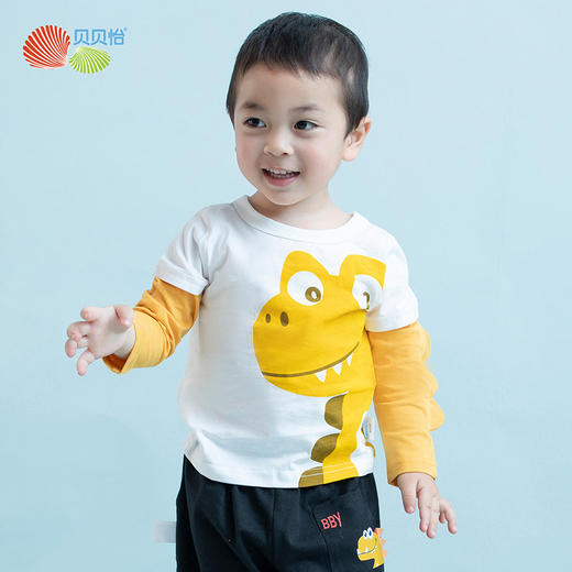 贝贝怡童装男童长袖T恤秋季新款中小童宝宝假两件儿童卡通圆领衫223S3105 商品图0