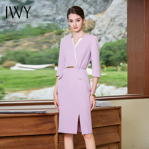 IWY/新款名媛紫色连衣裙女夏季薄款法式西装裙高级感前台医美Q968 商品图2