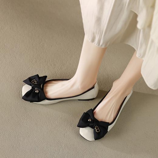 ZHR休闲豆豆鞋女春秋款软底女鞋不累脚平跟单鞋气质蝴蝶结瓢鞋女 商品图2