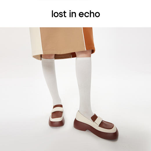 [捡漏价]lost in echo设计师品牌百搭时尚魔术贴圆头厚底增高浅口乐福鞋女 商品图3