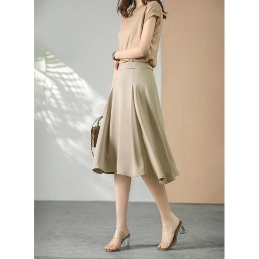 YX【定制7天】FSW半身裙女中长款2024夏季新款韩版宽松显瘦高腰百搭a字裙子 商品图3