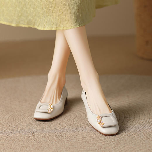 ZHR女鞋休闲小香风浅口单鞋女气质法式晚风软皮一脚蹬懒人鞋外穿 商品图4