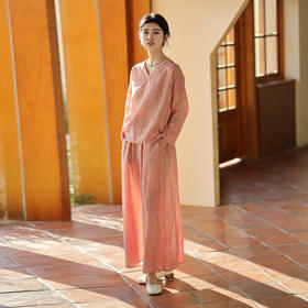 绽放450-451朵/高端柞蚕丝桑蚕丝长绒棉脏染晕染结构感T恤阔腿裤