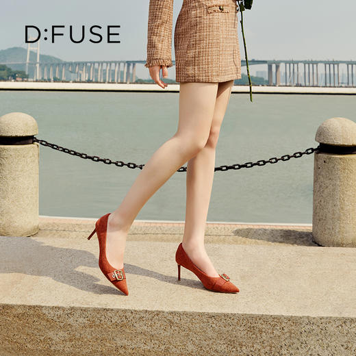 DFuse迪芙斯秋款简约通勤细跟尖头浅口单鞋女DF33111126 商品图4