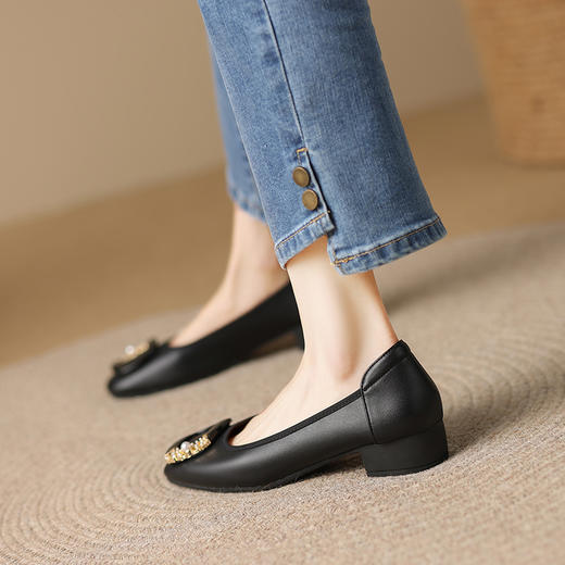 ZHR女鞋休闲小香风浅口单鞋女气质法式晚风软皮一脚蹬懒人鞋外穿 商品图5