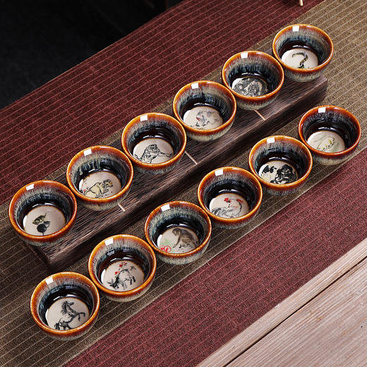 「十二生肖茶盏」窑变十二生肖功夫茶杯建盏主人杯单杯子茶具品茗杯单个陶瓷小茶盏餐饮用具 商品图0