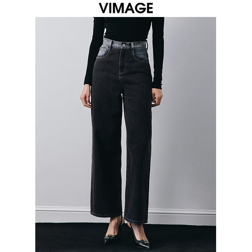 VIMAGE纬漫纪秋季新款时尚休闲显瘦百搭牛仔裤V2005609 商品图0