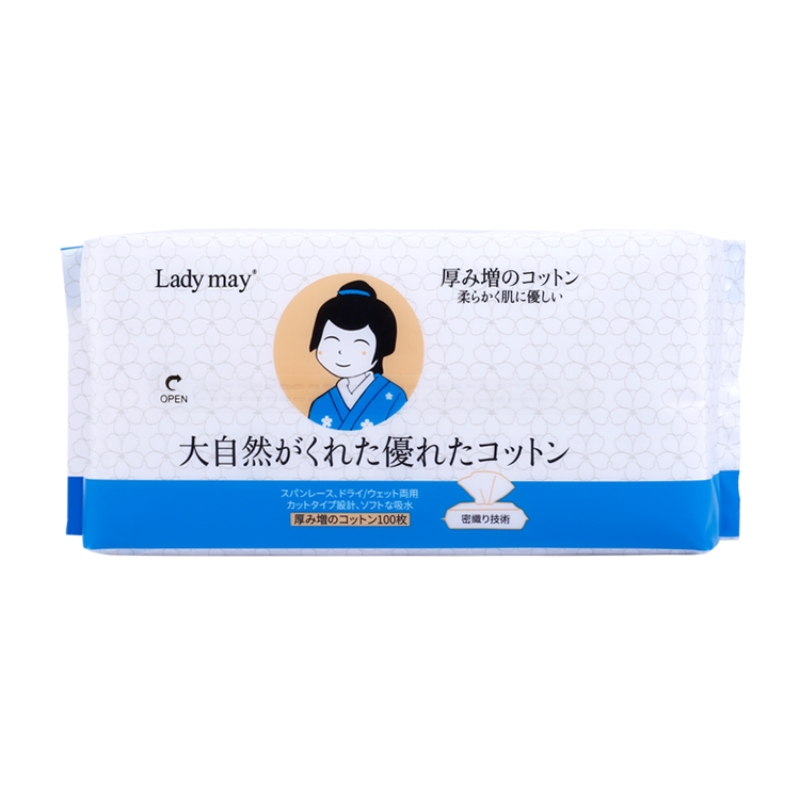 Lady May 抽取式纯棉洁面巾EF纹（100抽） 易好