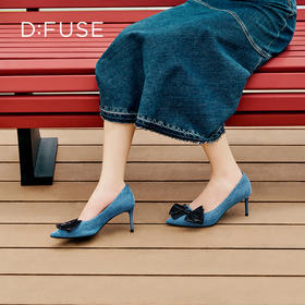 Dfuse迪芙斯秋款尖头蝴蝶结细跟高跟鞋单鞋女DF33111223