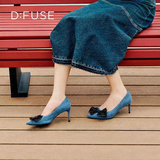 Dfuse迪芙斯秋款尖头蝴蝶结细跟高跟鞋单鞋女DF33111223 商品图0