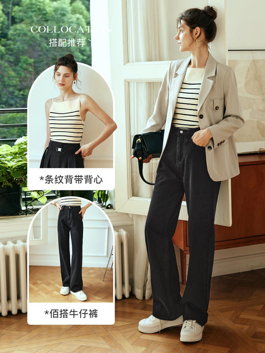 OLrain欧芮儿法式卡其色西装外套女夏季2023新款宽松复古通勤上衣 商品图3