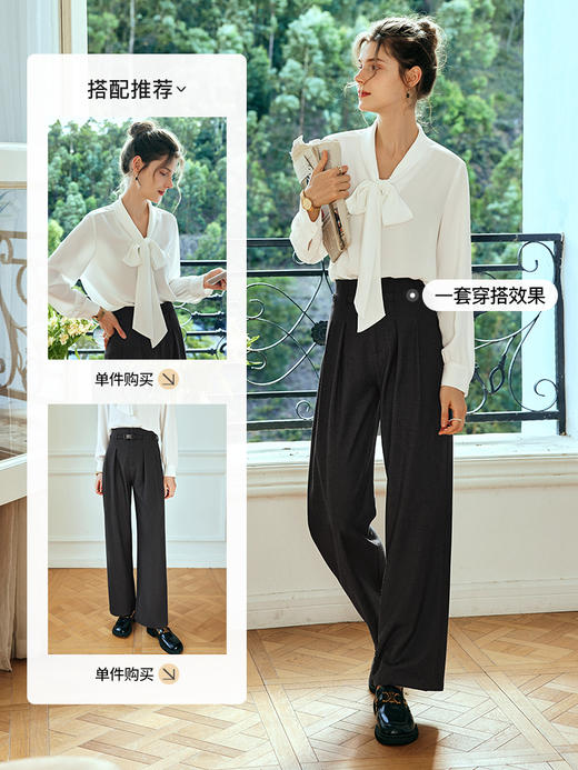 OLrain欧芮儿法式白色蕾丝雪纺衫女夏季2023新款宽松立领飘带小衫 商品图3