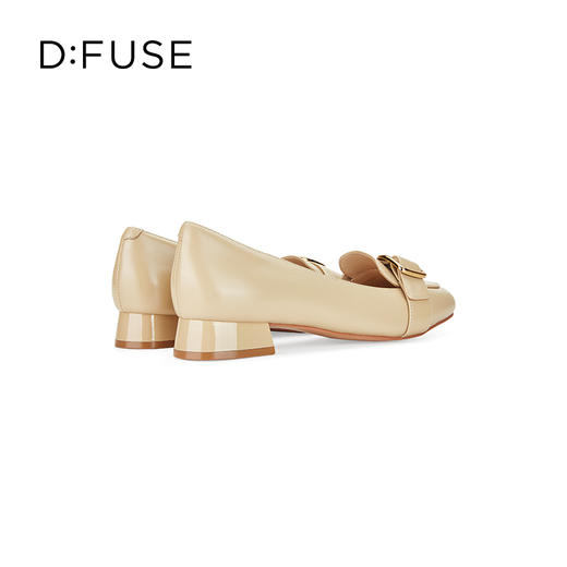DFuse迪芙斯秋款复古圆头粗跟乐福鞋女低跟饰扣通勤浅口鞋DF33111124 商品图3