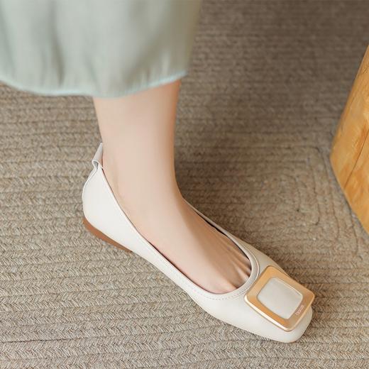 ZHR单鞋女2023年夏季新款平底浅口百搭懒人鞋舒适时尚方扣一脚蹬 商品图3