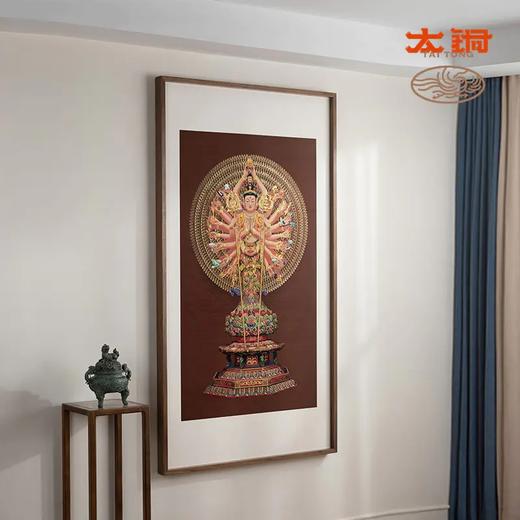 太铜 手工錾刻 铜雕画《千手观音图》客厅装饰画 玄关画 背景画 商品图4