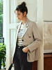 OLrain欧芮儿法式卡其色西装外套女夏季2023新款宽松复古通勤上衣 商品缩略图2