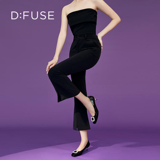 Dfuse迪芙斯秋季新款漆面牛皮方头钻扣小猫跟单鞋DF33111069 商品图2