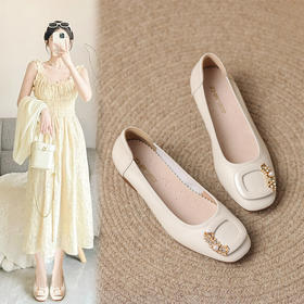 ZHR女鞋休闲小香风浅口单鞋女气质法式晚风软皮一脚蹬懒人鞋外穿