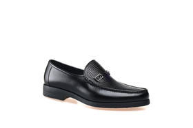 豪麟名鞋都彭男鞋袋鼠皮革+海豹皮革商务鞋E32240420黑色