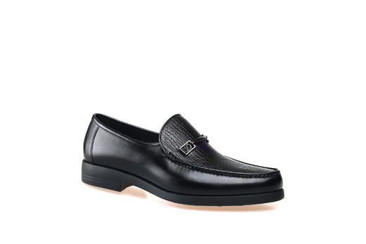 豪麟名鞋都彭男鞋袋鼠皮革+海豹皮革商务鞋E32240420黑色 商品图0