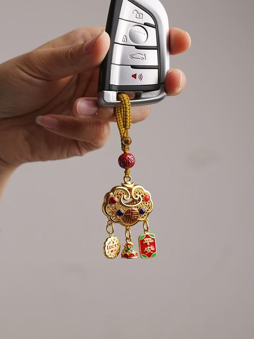 个性创意沙金如意锁钥匙扣汽车钥匙挂件男女款式招财保平安挂件 商品图4