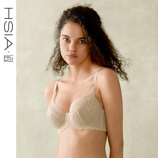 HSIA遐大码全罩杯薄款内衣女倾城之恋夹棉防凸点上托大胸显小文胸 商品图1