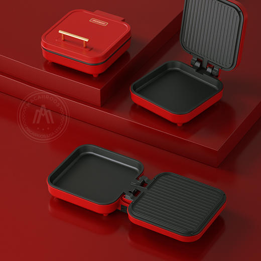 迈卡罗 （MACAIIROOS）多功能电饼铛前煎烤双面加热方盘大火力煎饼锅三明治早餐机电饼铛 MC-BD122 商品图1