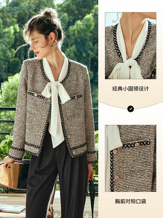 OLrain欧芮儿法式小香风短外套女夏季2023年新款宽松气质撞色大衣 商品图1