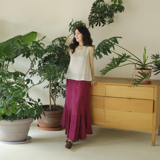 绽放367朵/高端红云纱100%桑蚕丝提花开衩真丝鱼尾裙中长款半身裙 商品图3
