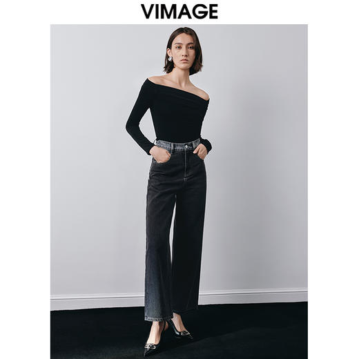 VIMAGE纬漫纪秋季新款时尚休闲显瘦百搭牛仔裤V2005609 商品图1