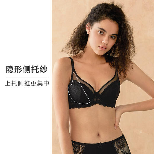 HSIA遐大码全罩杯薄款内衣女倾城之恋夹棉防凸点上托大胸显小文胸 商品图3