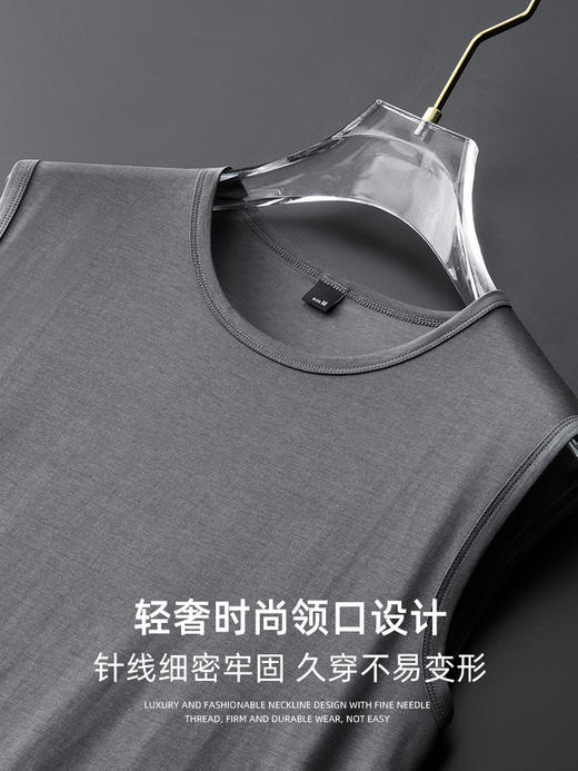 莫代尔冰丝背心男夏季薄款无袖T恤速干运动健身纯色外穿坎肩坎袖_HLY 商品图3