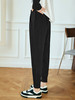 OLrain欧芮儿法式黑色针织休闲裤女夏季2023年新款直筒束脚九分裤 商品缩略图3